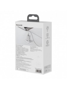 Baseus GaN3 Pro snabb universal GaN-laddare 2 x USB Typ C / USB + kabel USB Typ C - USB Typ C 65W PD3.0, QC4.0 +, AFC vit (CCGP0