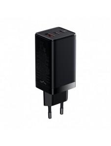 Baseus GaN3 Pro snabb universal GaN-laddare 2 x USB Typ C / USB 65W PD3.0, QC4.0 +, AFC svart + USB Typ C - USB Typ C-kabel 1m (