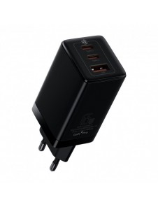 Baseus GaN3 Pro snabb universal GaN-laddare 2 x USB Typ C / USB 65W PD3.0, QC4.0 +, AFC svart + USB Typ C - USB Typ C-kabel 1m (
