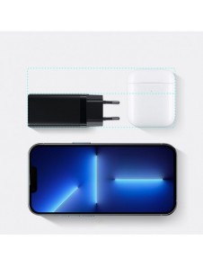 Baseus GaN3 Pro snabb universal GaN-laddare 2 x USB Typ C / USB 65W PD3.0, QC4.0 +, AFC svart + USB Typ C - USB Typ C-kabel 1m (
