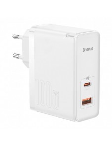 Baseus GaN5 Pro snabb universal väggladdare GaN USB Typ C / USB 100W PD3.0, QC4.0+, AFC vit (CCGP090202)
