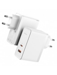 Baseus GaN5 Pro snabb universal väggladdare GaN USB Typ C / USB 100W PD3.0, QC4.0+, AFC vit (CCGP090202)