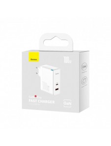 Baseus GaN5 Pro snabb universal väggladdare GaN USB Typ C / USB 100W PD3.0, QC4.0+, AFC vit (CCGP090202)