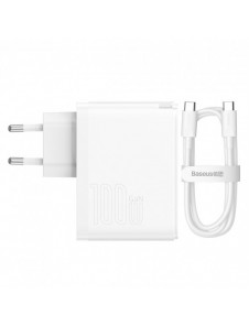 Baseus GaN5 Pro snabb universal väggladdare GaN USB Typ C / USB 100W PD3.0, QC4.0+, AFC vit (CCGP090202)