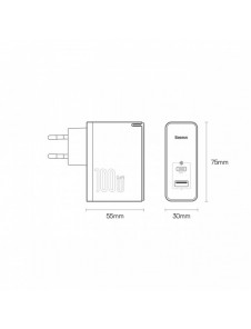 Baseus GaN5 Pro snabb universal väggladdare GaN USB Typ C / USB 100W PD3.0, QC4.0+, AFC vit (CCGP090202)