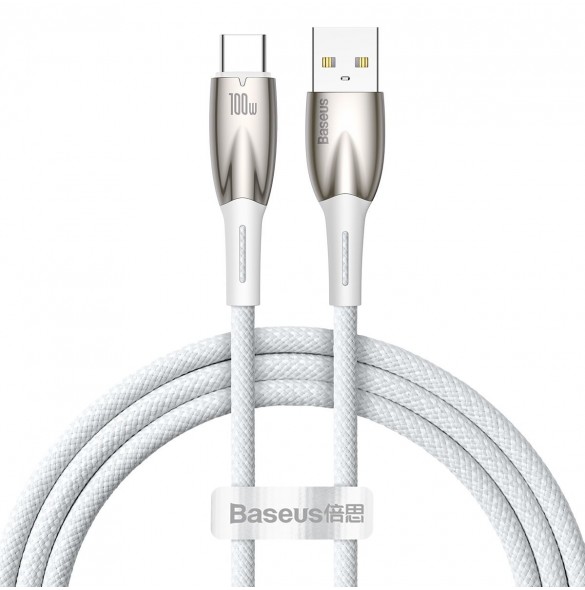 Baseus Glimmer Series snabbladdningskabel USB-A - USB-C 100W 480Mbps 1m vit