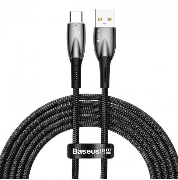 Baseus Glimmer Series Snabbladdningskabel USB-A - USB-C 100W 480Mbps 2m svart