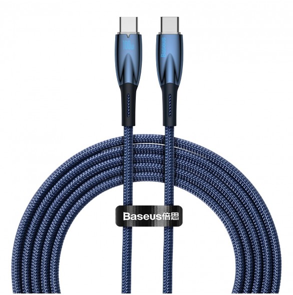 Baseus Glimmer Series Snabbladdningskabel USB-C 480Mbps PD 100W 2m Blå