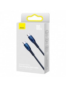 Baseus Glimmer Series Snabbladdningskabel USB-C 480Mbps PD 100W 2m Blå