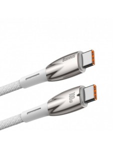 Baseus Glimmer Series Snabbladdningskabel USB-C 480Mbps PD 100W 2m Vit