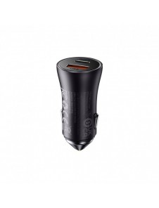 Baseus Golden Contactor Max snabb billaddare USB + USB typ C 60 W Quick Charge mörkgrå (CGJM000113)