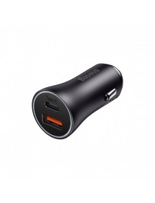 Baseus Golden Contactor Max snabb billaddare USB + USB typ C 60 W Quick Charge mörkgrå (CGJM000113)