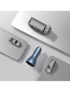Baseus Golden Contactor Pro billaddare USB-A + 2x USB-C 65W mörkgrå (CGJP010013)
