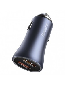 Baseus Golden Contactor Pro snabb billaddare 2x USB 40 W Snabbladdning SCP FCP AFC + USB-kabel - USB Typ C grå (TZCCJD-A0G)