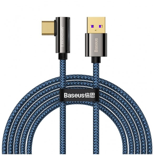 Baseus legendariska vinklade spelkabel USB - USB Typ C 66W 2m Blå (CACS000503)