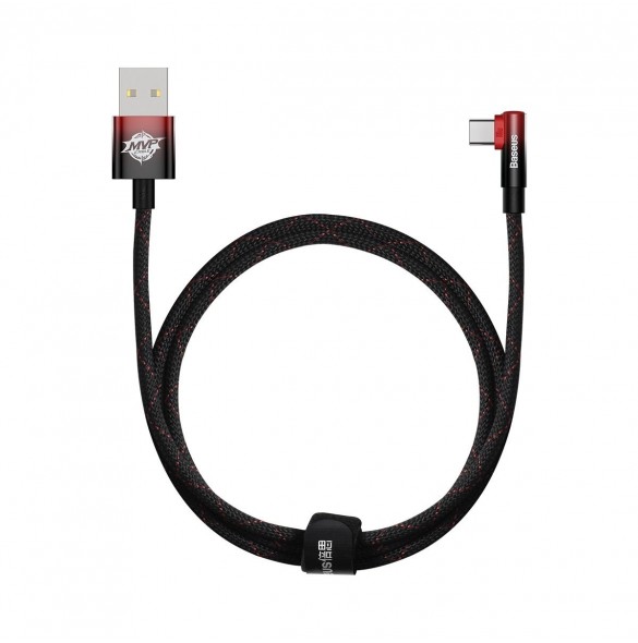 Baseus MVP 2 armbåge rätvinklad strömförsörjningskabel med sido-USB/USB Type C-kontakt 1m 100W 5A Röd (CAVP000420)