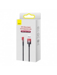Baseus MVP 2 armbåge rätvinklad strömförsörjningskabel med sido-USB/USB Type C-kontakt 1m 100W 5A Röd (CAVP000420)