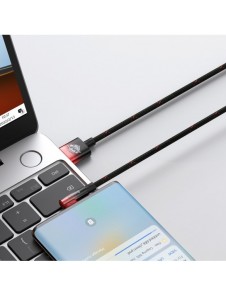 Baseus MVP 2 armbåge rätvinklad strömförsörjningskabel med sido-USB/USB Type C-kontakt 1m 100W 5A Röd (CAVP000420)