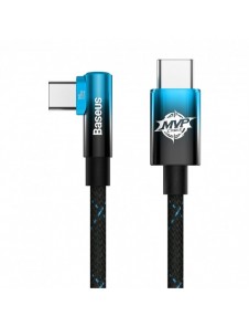 Baseus MVP Vinklad armbågskabel Strömförsörjningskabel med sidokontakt USB Typ C / USB Typ C 2m 100W 5A blå (CAVP000721)