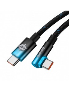 Baseus MVP Vinklad armbågskabel Strömförsörjningskabel med sidokontakt USB Typ C / USB Typ C 2m 100W 5A blå (CAVP000721)