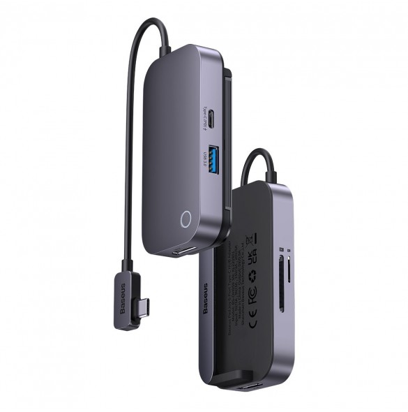 Baseus PadJoy universal 6in1 USB-C USB-C HUB för surfplatta / smartphone - mörkgrå