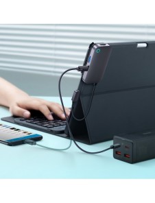 Baseus PadJoy universal 6in1 USB-C USB-C HUB för surfplatta / smartphone - mörkgrå
