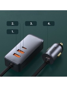 Baseus Share Together billaddare 2x USB / 2x USB Type C 120W PPS Quick Charge Power Delivery grå (CCBT-A0G)