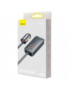 Baseus Share Together billaddare 3x USB / USB Typ C 120W PPS Quick Charge Power Delivery grå (CCBT-B0G)