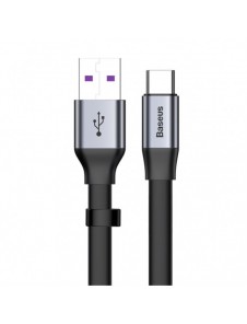 Baseus Enkel platt kabel USB-kabel / USB Typ C SuperCharge 5A 40W Quick Charge 3.0 QC 3.0 23cm grå (CATMBJ-BG1)