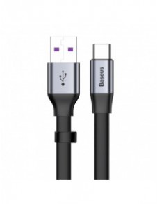 Baseus Enkel platt kabel USB-kabel / USB Typ C SuperCharge 5A 40W Quick Charge 3.0 QC 3.0 23cm grå (CATMBJ-BG1)