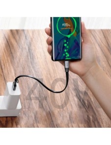 Baseus Enkel platt kabel USB-kabel / USB Typ C SuperCharge 5A 40W Quick Charge 3.0 QC 3.0 23cm grå (CATMBJ-BG1)