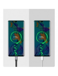 Baseus Enkel platt kabel USB-kabel / USB Typ C SuperCharge 5A 40W Quick Charge 3.0 QC 3.0 23cm grå (CATMBJ-BG1)