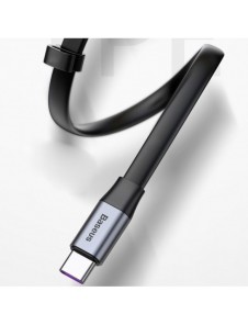 Baseus Enkel platt kabel USB-kabel / USB Typ C SuperCharge 5A 40W Quick Charge 3.0 QC 3.0 23cm grå (CATMBJ-BG1)
