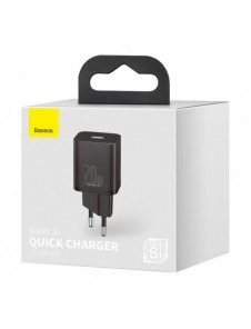 Baseus Super Si 1C snabbladdare USB Typ C 20 W Strömförsörjning svart (CCSUP-B01)