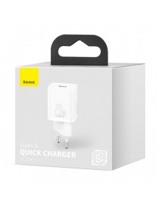 Baseus Super Si 1C snabbladdare USB Typ C 20 W Strömförsörjning vit (CCSUP-B02)