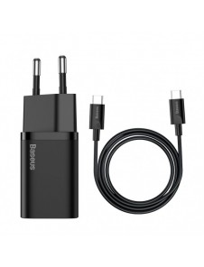 Baseus Super Si snabbladdare Quick Charge 3.0 Strömförsörjning 25W 3A + Kabel USB Typ C - USB Typ C 3A 1m svart (TZCCSUP-L01)