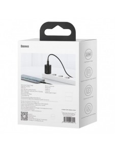 Baseus Super Si snabbladdare Quick Charge 3.0 Strömförsörjning 25W 3A + Kabel USB Typ C - USB Typ C 3A 1m svart (TZCCSUP-L01)