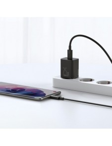 Baseus Super Si snabbladdare Quick Charge 3.0 Strömförsörjning 25W 3A + Kabel USB Typ C - USB Typ C 3A 1m svart (TZCCSUP-L01)