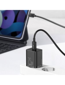 Baseus Super Si snabbladdare Quick Charge 3.0 Strömförsörjning 25W 3A + Kabel USB Typ C - USB Typ C 3A 1m svart (TZCCSUP-L01)