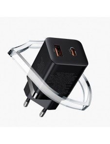 Baseus Super Si Pro snabbladdare USB / USB Typ C 30W Strömförsörjning Snabbladdning svart (CCSUPP-E01)