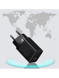 Baseus Super Si Pro snabbladdare USB / USB Typ C 30W Strömförsörjning Snabbladdning svart (CCSUPP-E01)