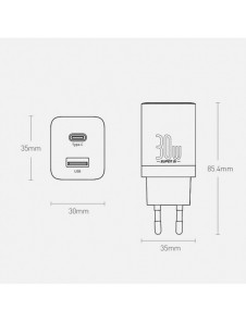 Baseus Super Si Pro snabbladdare USB / USB Typ C 30W Strömförsörjning Snabbladdning svart (CCSUPP-E01)