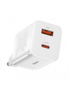 Baseus Super Si Pro USB / USB Typ C Snabbladdare 30W Strömförsörjning Snabbladdning vit (CCSUPP-E02)