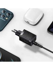 Baseus Super Si Pro USB / USB Typ C Snabbladdare 30W Strömförsörjning Snabbladdning vit (CCSUPP-E02)
