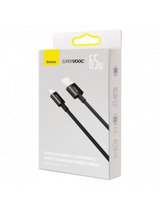 Baseus Superior Series SUPERVOOC USB-A till USB-C-kabel 65W 1m svart