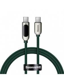 Baseus USB Typ C - USB Typ C-kabel 100 W (20 V / 5 A) 1 m Strömförsörjning med skärm effektmätare grön (CATSK-B06)