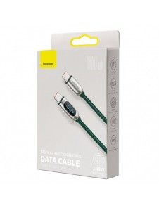 Baseus USB Typ C - USB Typ C-kabel 100 W (20 V / 5 A) 1 m Strömförsörjning med skärm effektmätare grön (CATSK-B06)