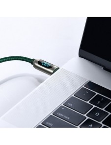 Baseus USB Typ C - USB Typ C-kabel 100 W (20 V / 5 A) 1 m Strömförsörjning med skärm effektmätare grön (CATSK-B06)