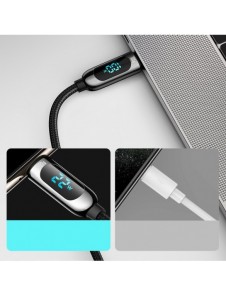 Baseus USB Typ C - USB Typ C-kabel 100 W (20 V / 5 A) 1 m Strömförsörjning med skärm effektmätare grön (CATSK-B06)