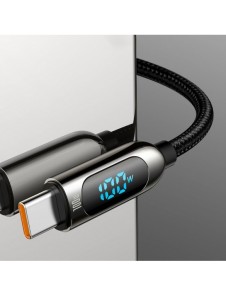 Baseus USB Typ C - USB Typ C-kabel 100 W (20 V / 5 A) 1 m Strömförsörjning med skärm effektmätare grön (CATSK-B06)